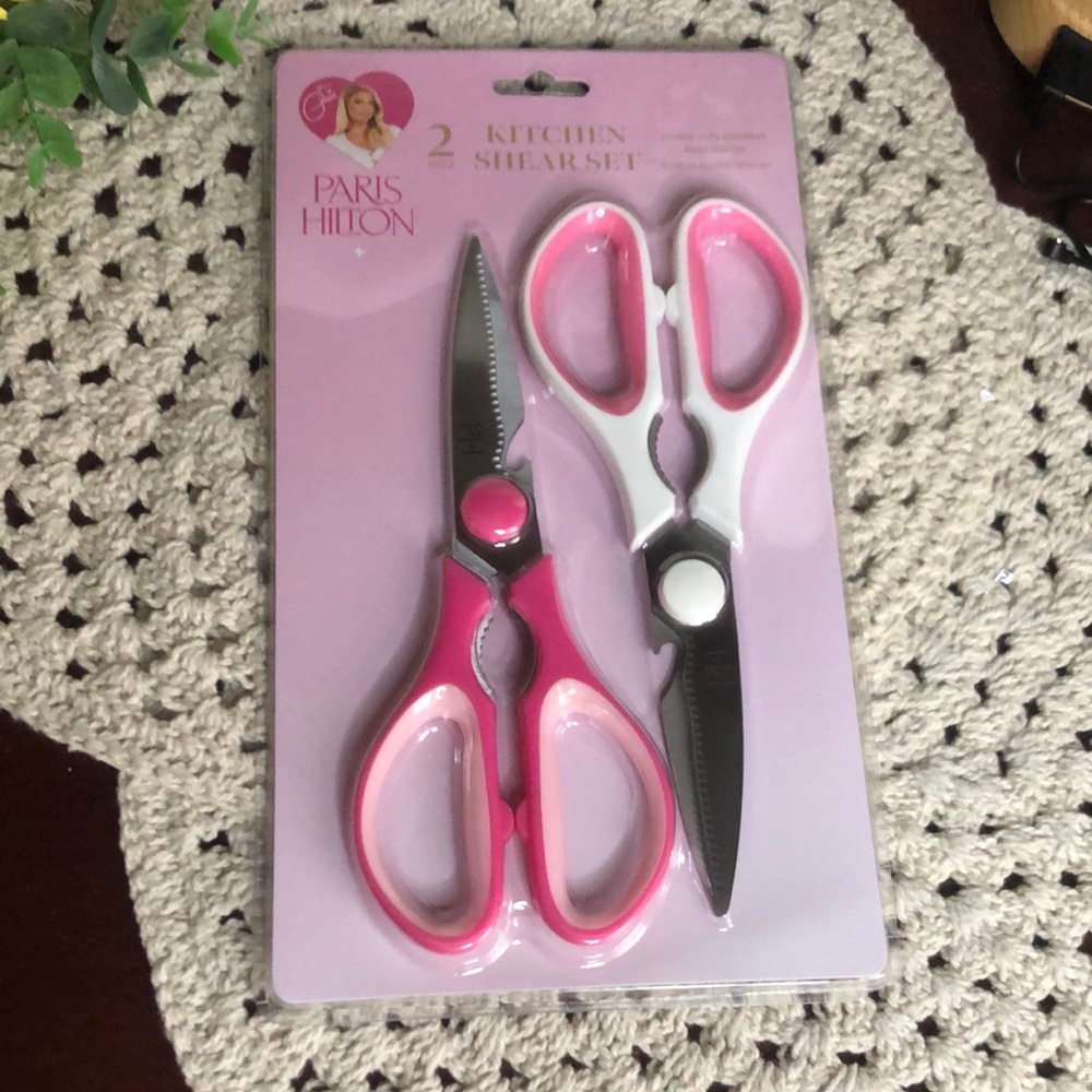 Paris Hilton Pink and White Kitchen Shear Scissor Set